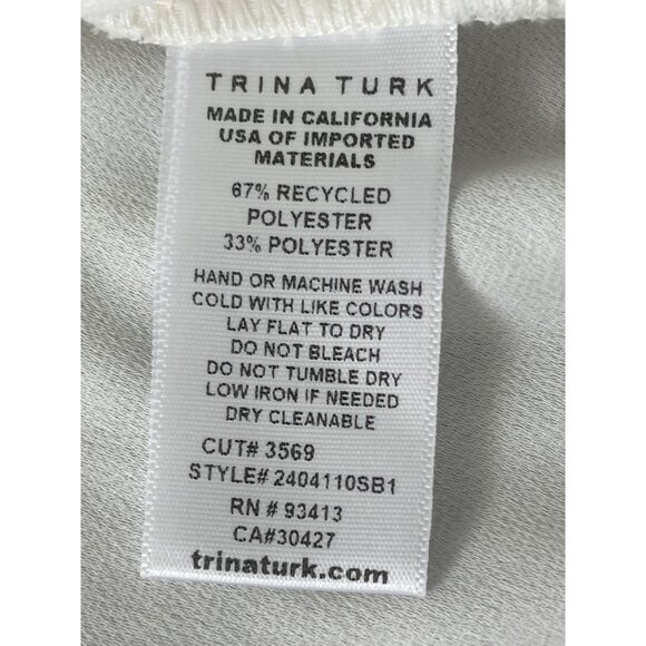 Trina Turk Moore‎ Crepe Top V-Neck Draped White Size Small Flowy Boho  $178 - Picture 8 of 9